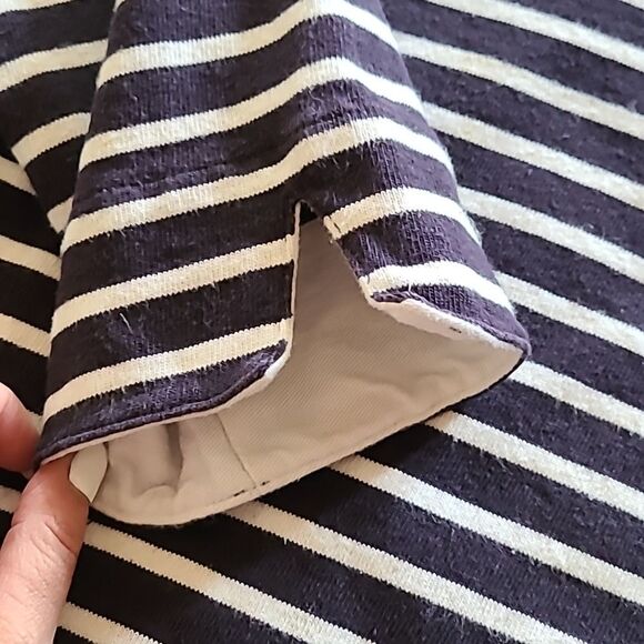 Lands end womens navy blue and white stripped thick cotton‎ flowy sweater - Picture 4 of 6